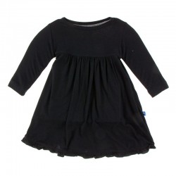 Basic Classic Long Sleeve Swing Dress in Midnight