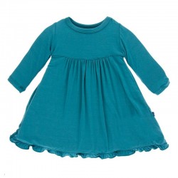 Basic Classic Long Sleeve Swing Dress in Seagrass