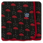 Print Long Sleeve Pajama Set in Umbrellas and Rain Clouds