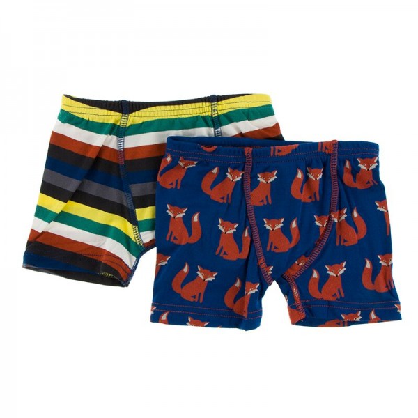 Boxer Brief Set in Dark London Stripe and Navy Fox 