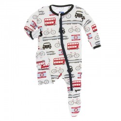 Print Footie with Zipper in London Transport 