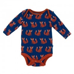 Print Long Sleeve One Piece in Navy Fox 