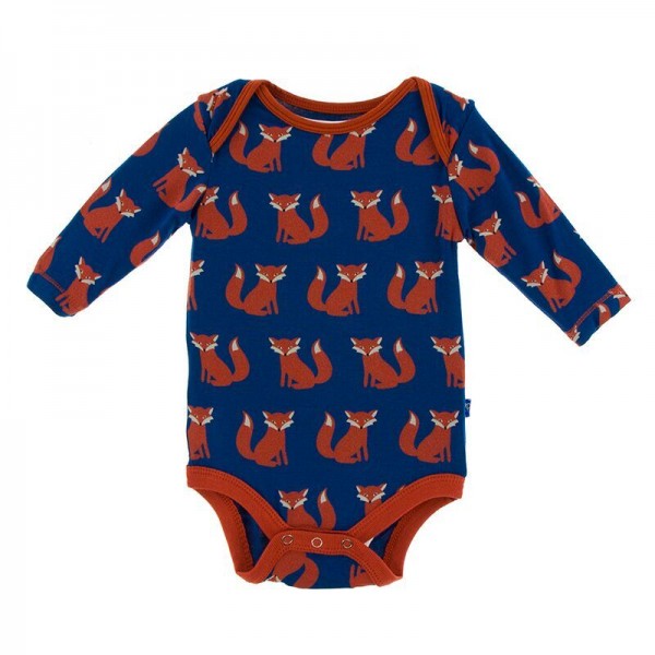 Print Long Sleeve One Piece in Navy Fox 