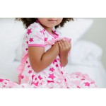 Print Short Sleeve Pajama Set in Flamingo Star