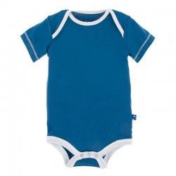 Solid Short Sleeve One Piece in Twilight with Natural