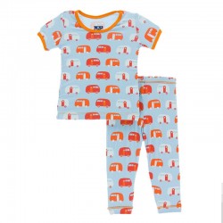 Print Short Sleeve Pajama Set in Pond Camper