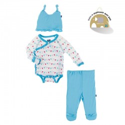 Ruffle Kimono Newborn Gift Set with Elephant Box in Flamingo Party Flags