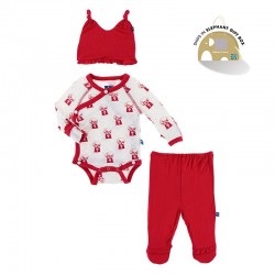 Ruffle Kimono Newborn Gift Set with Elephant Box in Natural Gumball Machine