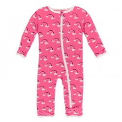 Print Muffin Ruffle Coverall with Zipper in Flamingo Rainbow