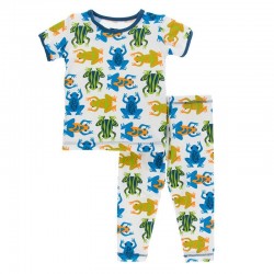 Print Short Sleeve Pajama Set in Amazon Frogs 