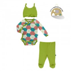 Ruffle Kimono Newborn Gift Set with Elephant Gift Box in Tropical Flowers 