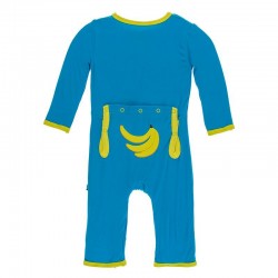 Appliqué Coverall with Zipper in Amazon Banana
