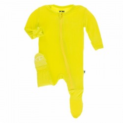 Basic Footie with Zipper in Banana