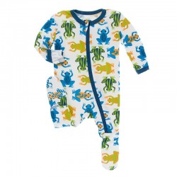 Print Footie with Zipper in Amazon Frog