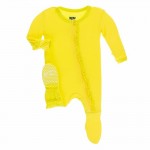 Solid Muffin Ruffle Footie with Zipper in Banana