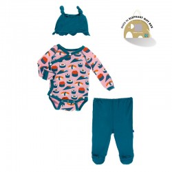 Ruffle Kimono Newborn Gift Set with Elephant Gift Box in Lotus Sushi 