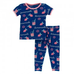 Print Short Sleeve Pajama Set in Pink Lemonade