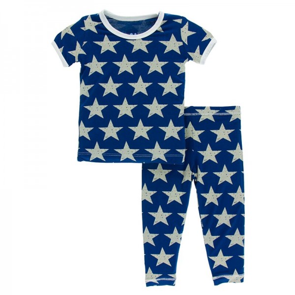 Print Short Sleeve Pajama Set in Vintage Stars