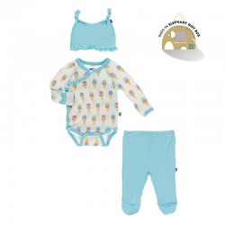 Ruffle Kimono Newborn Gift Set with Elephant Box in Natural ice Cream