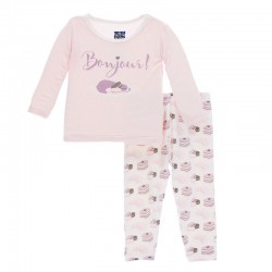 Print Long Sleeve Pajama set in Natural Sweet Treats