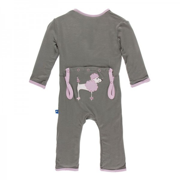 Appliqué Coverall with Zipper in Cobblestone Poodle