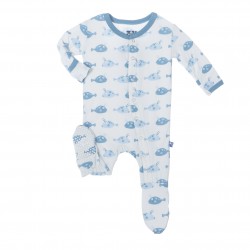 Print Footie in Boy Cowfish