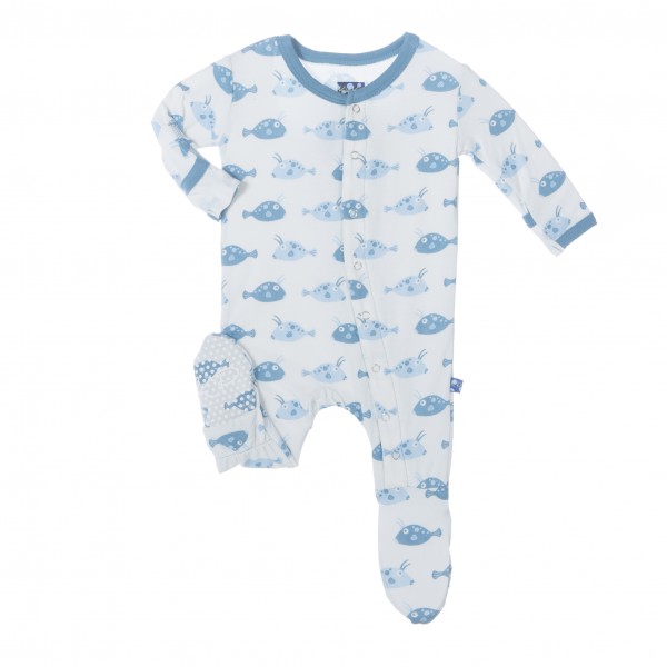 Print Footie in Boy Cowfish