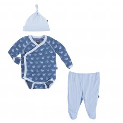 Kimono NewBorn Gift Set in Twilight Tiny Whale