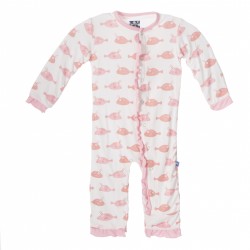 Print Fitted Ruffle Coverall in Girl Cowfish