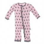 Print Fitted Ruffle Coverall in Lotus Puffin Print Fitted Ruffle Coverall in Lotus Puffin