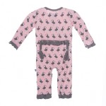 Print Fitted Ruffle Coverall in Lotus Puffin Print Fitted Ruffle Coverall in Lotus Puffin