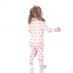 Print Ruffle Footie in Girl Cowfish