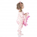 Print Ruffle Footie in Girl Cowfish