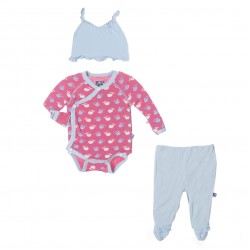 Kimono NewBorn Gift Set in Winter Rose Tiny Whale