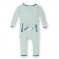 Fitted Applique Coverall in Aloe wild Horses