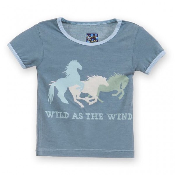 Short Sleeve Print Tee in Dusty Sky as Wild as the Wind