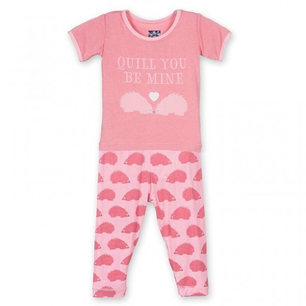 Print Short Sleeve Pajama Set in Lotus Porcupine Print Short Sleeve Pajama Set in Lotus Porcupine