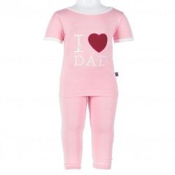 Short Sleeve Applique Pajama Set in Lotus - I love Dad