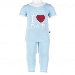 Short Sleeve Applique Pajama Set in Pond - I love Dad