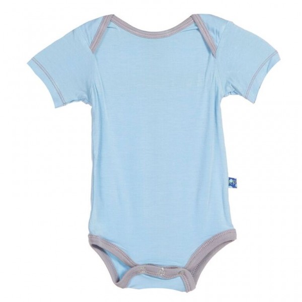 Solid Short Sleeve One Piece in Pond with Feather