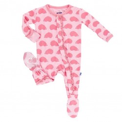 Print Muffin Ruffle Footie in Lotus Porcupine