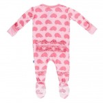 Print Muffin Ruffle Footie in Lotus Porcupine