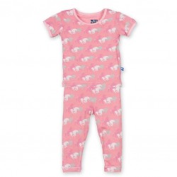Print Short Sleeve Pajama Set in Desert Rose Horses