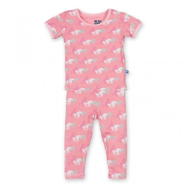 Print Short Sleeve Pajama Set in Desert Rose Horses