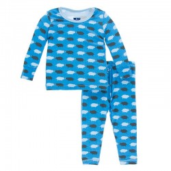 Print Long Sleeve Pajama Set in River Pig