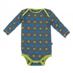 Print Long Sleeve One Piece in Stone Tractor