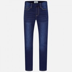 Girl Dark Denim Fabric Long Trousers Girl Dark Denim Fabric Long Trousers