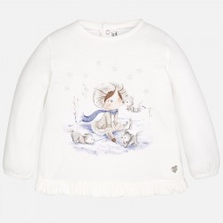 Baby Girl Long Sleeve T-shirt with Elastic Cuffs Baby Girl Long Sleeve T-shirt with Elastic Cuffs