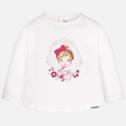 Baby Girl Mirror Print Ivory Cotton Top Baby Girl Mirror Print Ivory Cotton Top