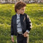 Boys Black Bomber Leather Jacket